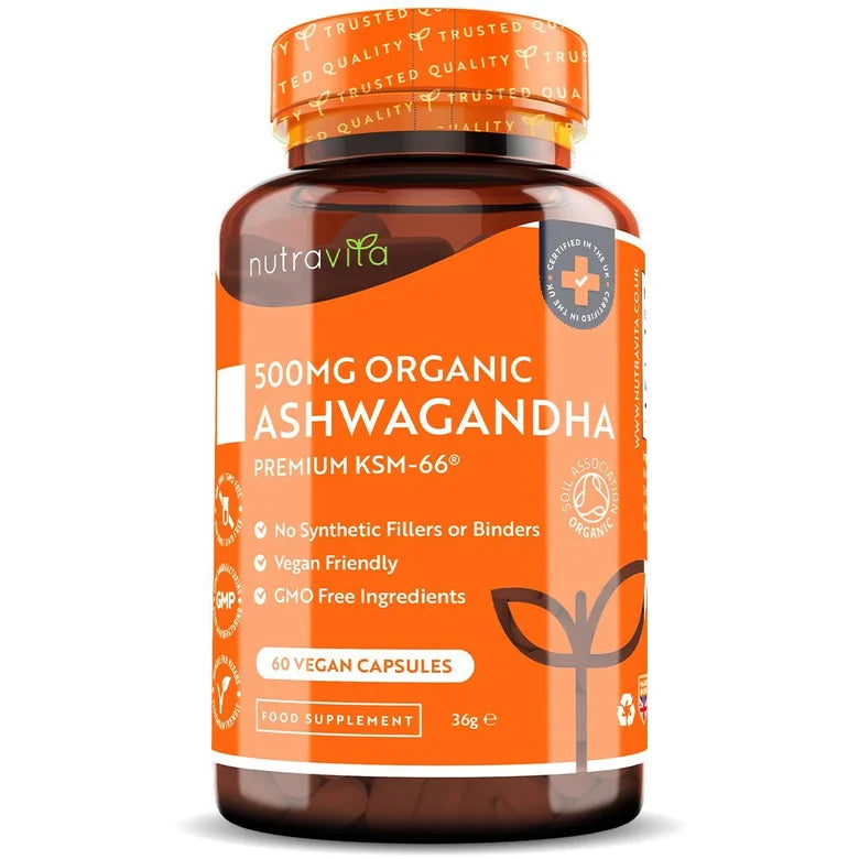 Organic Ashwagandha KSM 66 - Био Ашваганда 500 mg 60 Веган Капсули Nutravita