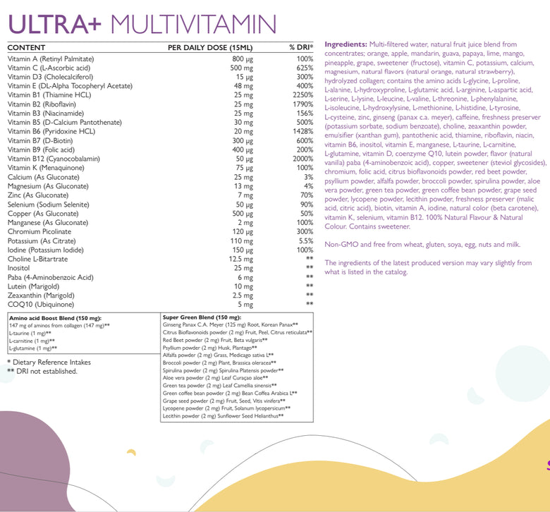 Ultra+ -  витамини + минерали + зелена смес + колаген /500 мл/ Swedish Nutra