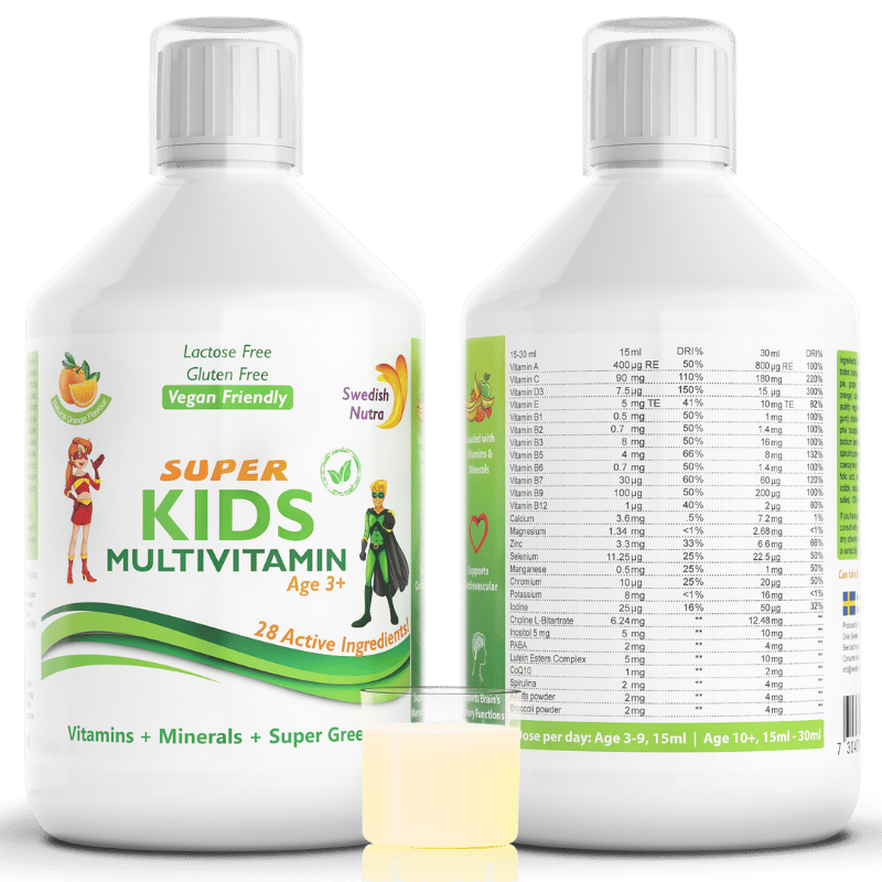 Супер Кидс детски мултивитамини (3-12 год.) - 500 мл Swedish Nutra