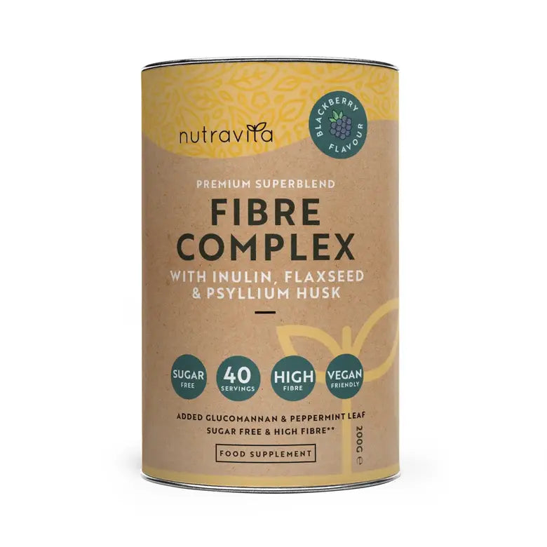 Fibre Complex Powder - BlackBerry Flavour /200 г, 40 дози/ Комплекс от фибри - вкус боровинка Nutravita