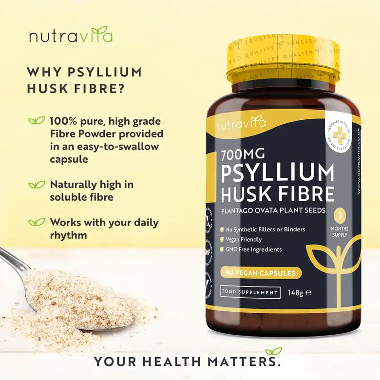 Psyllium Husk Fibre 700mg 180 Vcaps Хуск, фибри Nutravita