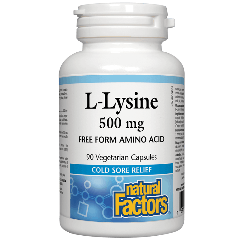 NATURAL FACTORS L-LYSINE 500mg/Л-Лизин 500 mg x 90 caps
