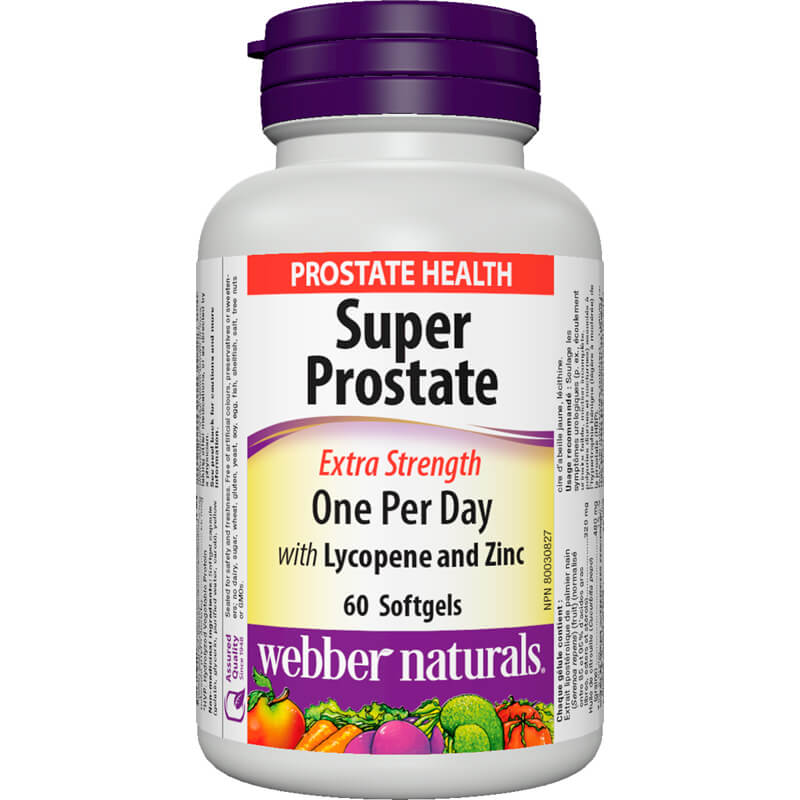 Super Prostate Extra Strength/ Формула в подкрепа на простатата с Ликопен и Цинк х 60 софтгел капсули Webber Naturals