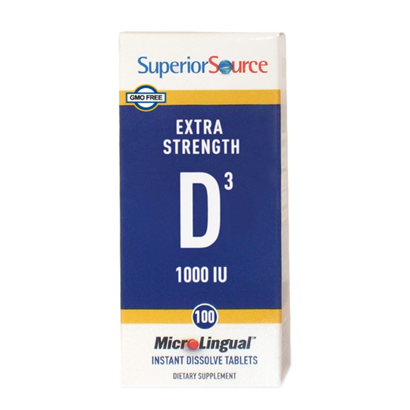 Витамин D3 25 µg  - костна система и имунитет, 100 сублингвални таблетки Superior Source