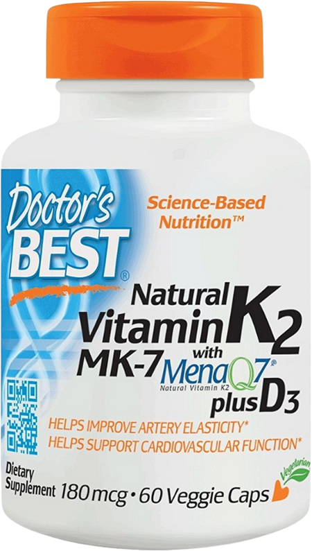 BEST Natural Vitamin K2 MK-7 180 mcg | Plus D-3 - 