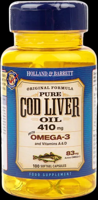 Pure Cod Liver Oil 410 mg / with Vitamin A &amp; D - 