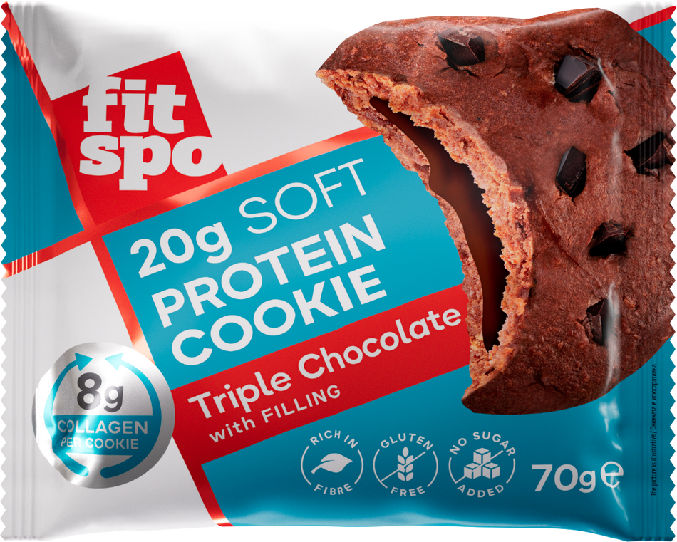 Soft Protein Cookie | with 8g Collagen &amp; No Added Sugar - Троен Шоколад