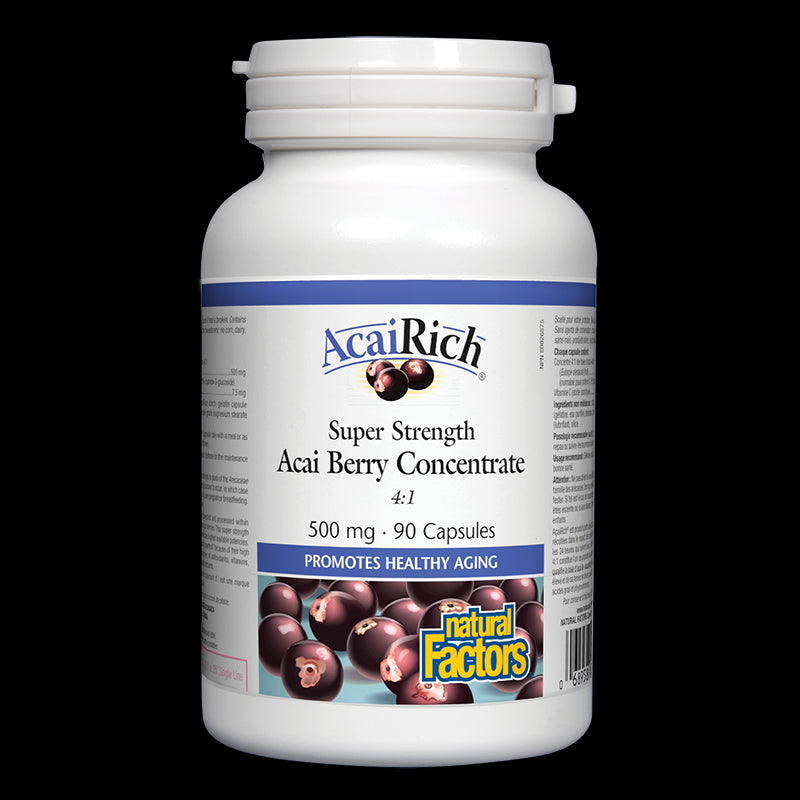 AcaiRich® Acai Berry Concentrate 4:1/ Акай 500 mg x 90 капсули Natural Factors - BadiZdrav.BG