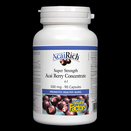 AcaiRich® Acai Berry Concentrate 4:1/ Акай 500 mg x 90 капсули Natural Factors - BadiZdrav.BG