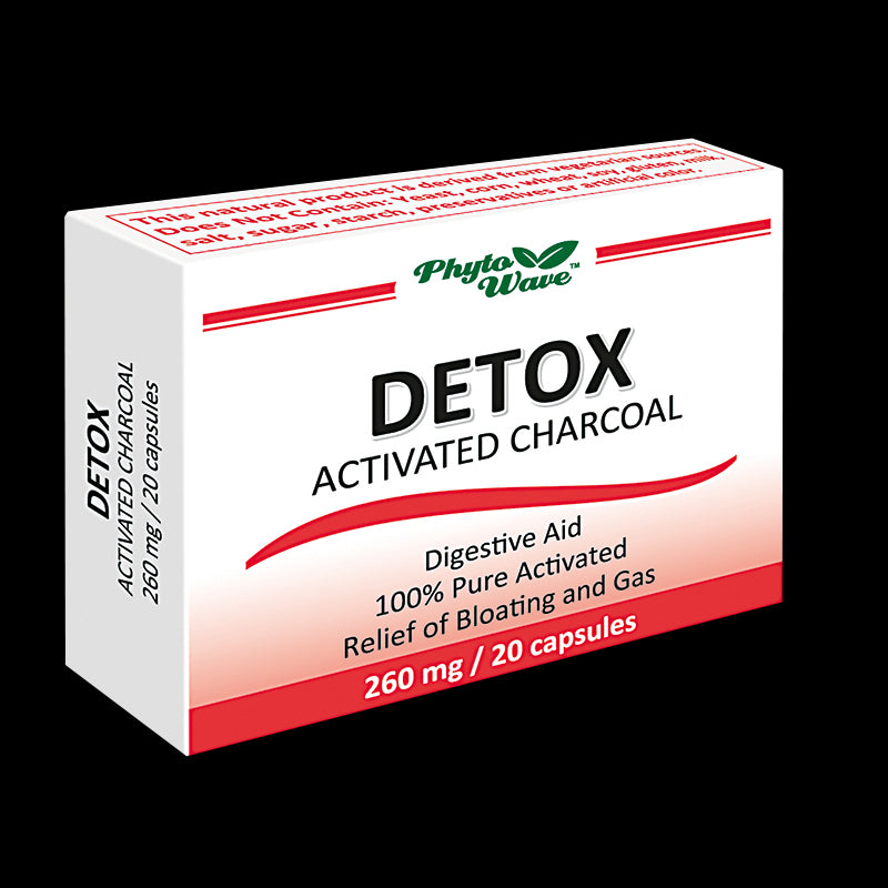 Detox Activated Charcoal/ Детокс активен въглен 260 mg х 20 капсули - BadiZdrav.BG
