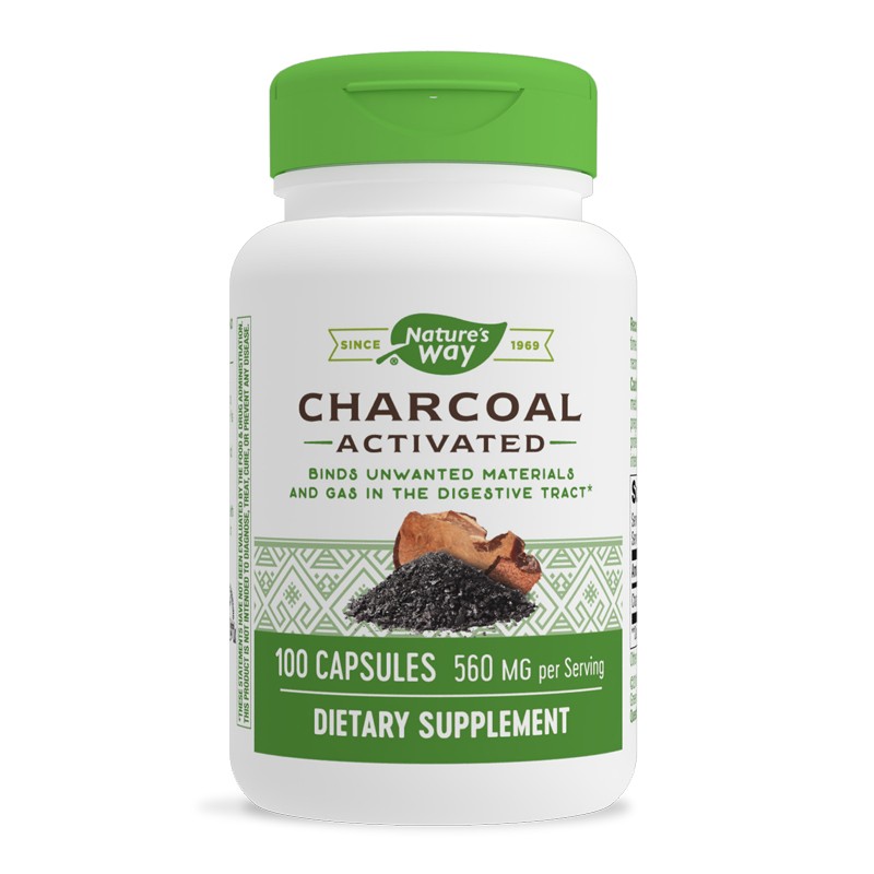 Charcoal Activated/ Активен въглен 280 mg х 100 капсули Nature’s Way - BadiZdrav.BG