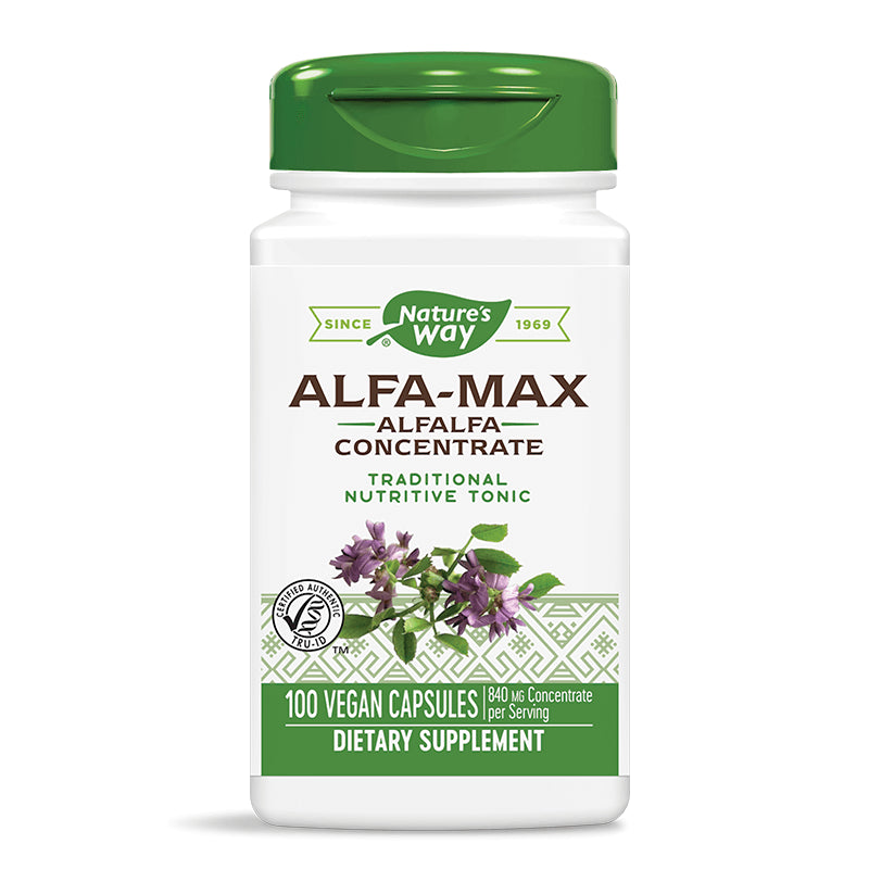 ALFA-MAX Alfalfa Concentrate/ Люцерна концентрат 525 mg х 100 капсули Nature’s Way - BadiZdrav.BG