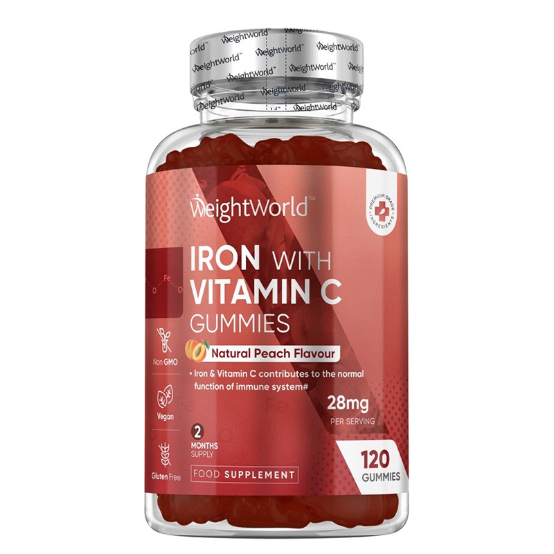 Анемия - Желязо + Витамин С Гъми, 120 желирани таблетки, с вкус на праскова