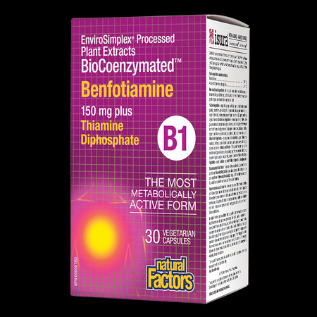 Benfotiamine BioCoenzymated™/ Витамин В1 (Бенфотиамин) и Тиамин дифосфат х 30 капсули Natural Factors - BadiZdrav.BG