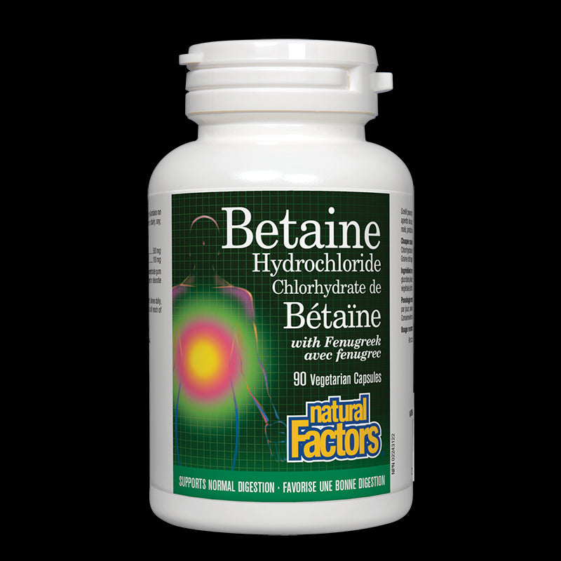Betaine Hydrochloride / Бетаин Хидрохлорид, 500 mg, 90 капсули Natural Factors - BadiZdrav.BG