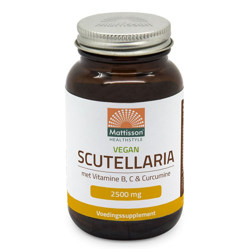 Безсъние и имунитет - Скутелария (Шлемник байкалски) + витамин В, С и куркумин, 60 капсули Mattisson Healthstyle