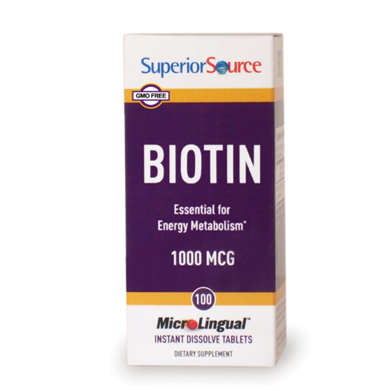 Биотин - Коса и кожа, 1000 mg х 100 сублингвални таблетки Superior Source - BadiZdrav.BG