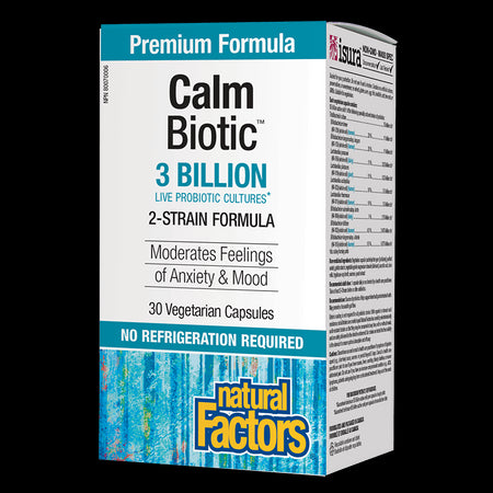 Calm Biotic® - Пробиотик срещу стрес и нервен стомах 3 млрд. активни пробиотици, 2 щама, 30 капсули Natural Factors - BadiZdrav.BG