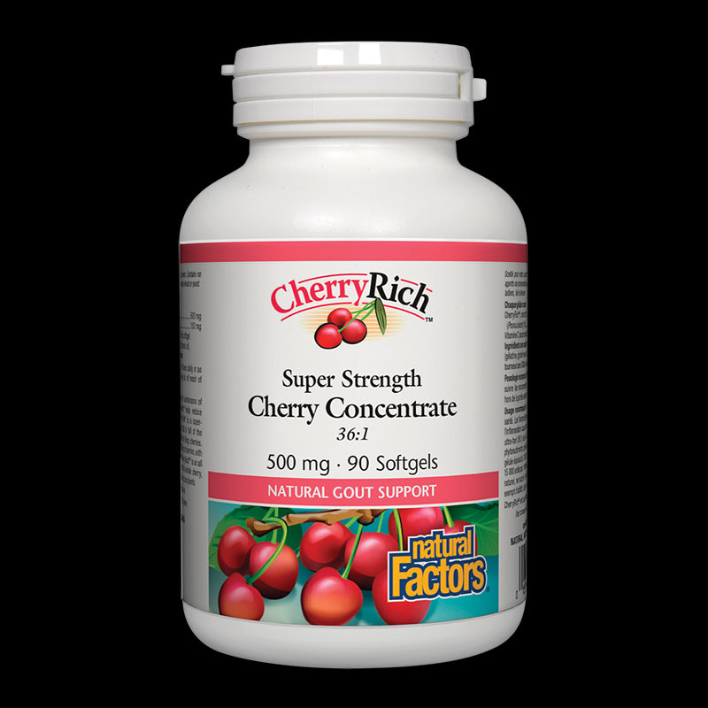 При подагра - Череша супер концентрат - CherryRich™ 500 mg, 90 софтгел капсули Natural Factors - BadiZdrav.BG