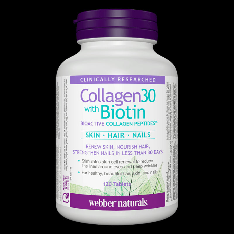 Collagen30® with Biotin / Колаген (биоактивни колагенови пептиди) с биотин, 120 таблетки Webber Naturals - BadiZdrav.BG
