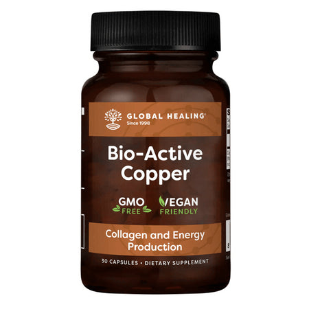 Енергия, тонус и антиейджинг грижа за косата и кожата - Мед (медно-никотинова киселина) - Bio-Acitve-Copper, 30 капсули Global Healing - BadiZdrav.BG