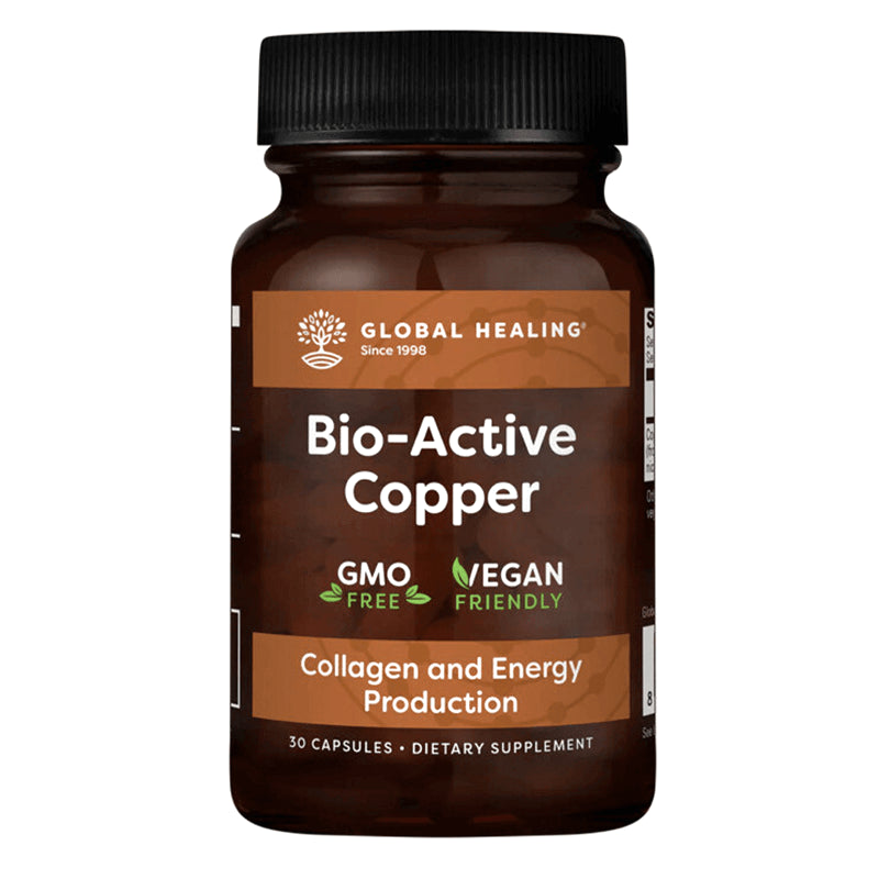 Енергия, тонус и антиейджинг грижа за косата и кожата - Мед (медно-никотинова киселина) - Bio-Acitve-Copper, 30 капсули Global Healing - BadiZdrav.BG