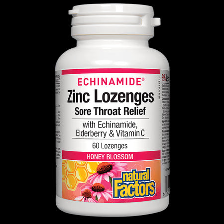 Echinamide® / Цинк, ехинацея, витамин С и черен бъз, 60 таблетки за смучене с вкус на цветен мед Natural Factors