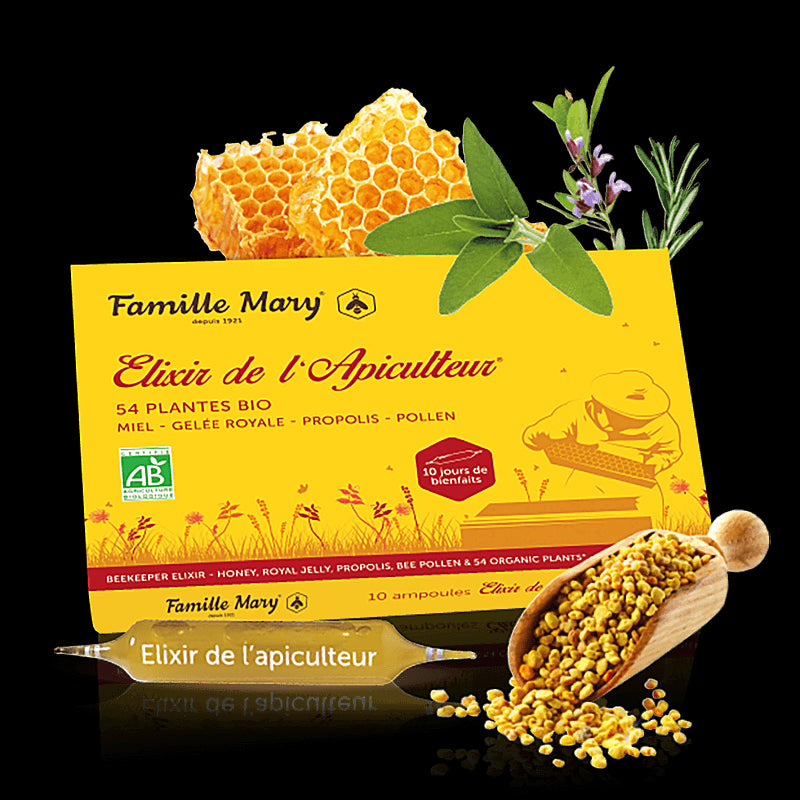 Elixir de l’Apiculteur® - Пчелен еликсир (с мед, пчелно млечице, пчелен прашец, прополис и 54 oрганик растения) Famille Mary - BadiZdrav.BG