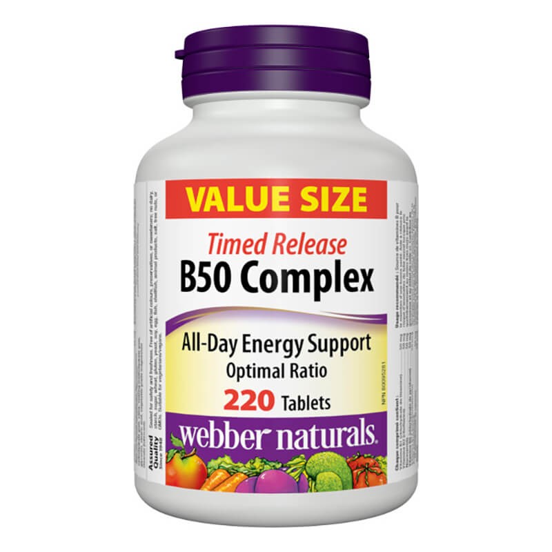 Енергия, мозъчна дейност и сърдечно-съдова система - Витамин В50 Комплекс, 220 таблетки - BadiZdrav.BG