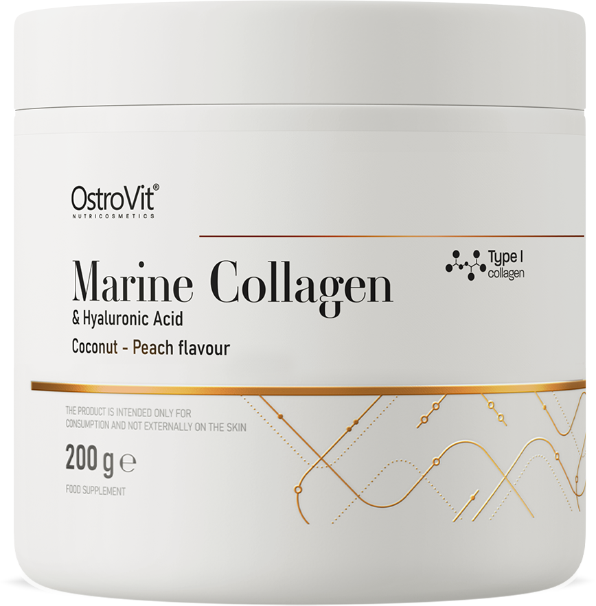 Marine Collagen &amp; Hyaluronic Acid Powder | with Vitamin C - Кокос с праскова