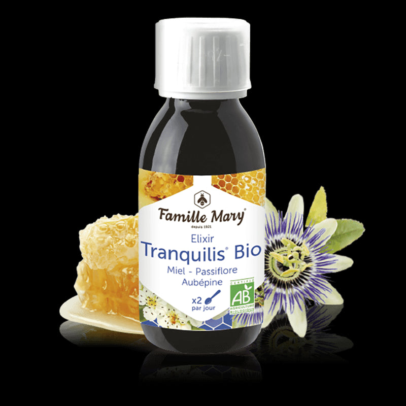 Elixir Tranquilis Bio Miel Passiflore Aubépine/ Био сироп с пчелен мед, пасифлора, глог / Спокоен сън, 125 ml Famille Mary - BadiZdrav.BG