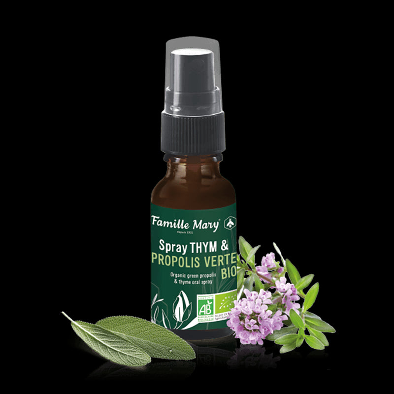 Spray Thym & Propolis Verte BIO / Спрей за гърло с мащерка, зелен прополис и градински чай, 20 ml Famille Mary - BadiZdrav.BG