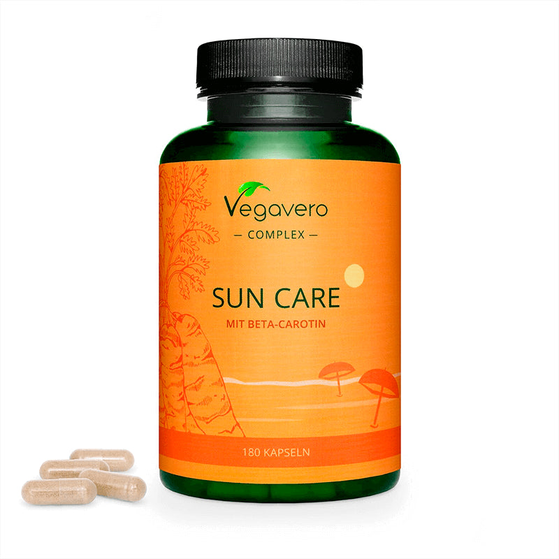 Sun Care Формула за слънчев загар с бета каротин - За кадифена, подхранена и здрава кожа, 180 капсули Vegavero - BadiZdrav.BG