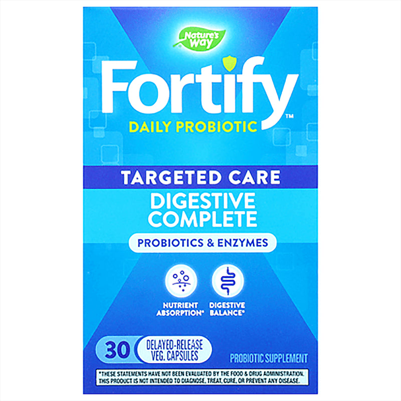 Пробиотик + ензими за добро храносмилане - Fortify™ Probiotic & Enzymes - 20 милиарда активни пробиотици, 30 капсули Nature’s Way - BadiZdrav.BG
