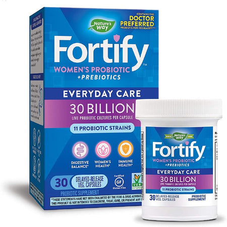 Fortify™ Womens Probiotic+ Prebiotics / Пробиотик за жени, 30 милиарда активни пробиотици, 30 капсули със забавено освобождаване Nature’s Way - BadiZdrav.BG