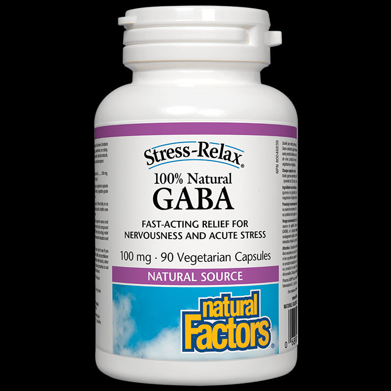 GABA 100% Natural/ Гама-АминоБутирова Киселина 100 mg х 90 капсули Natural Factors - BadiZdrav.BG