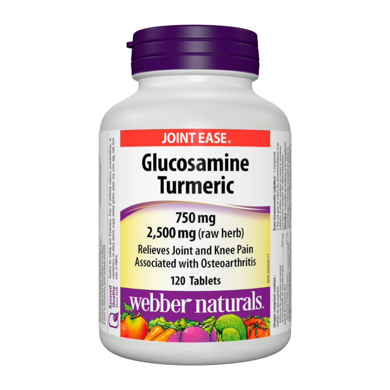 Glucosamine Turmeric - Глюкозамин Сулфат + Kуркума - Здрави стави, 120 таблетки Webber Naturals - BadiZdrav.BG