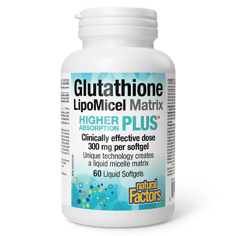 Glutathione LipoMicel Matrix - Глутатион с висока абсорбция (мощен антиоксидант), 300 mg, 60 софтгел капсули Natural Factors - BadiZdrav.BG