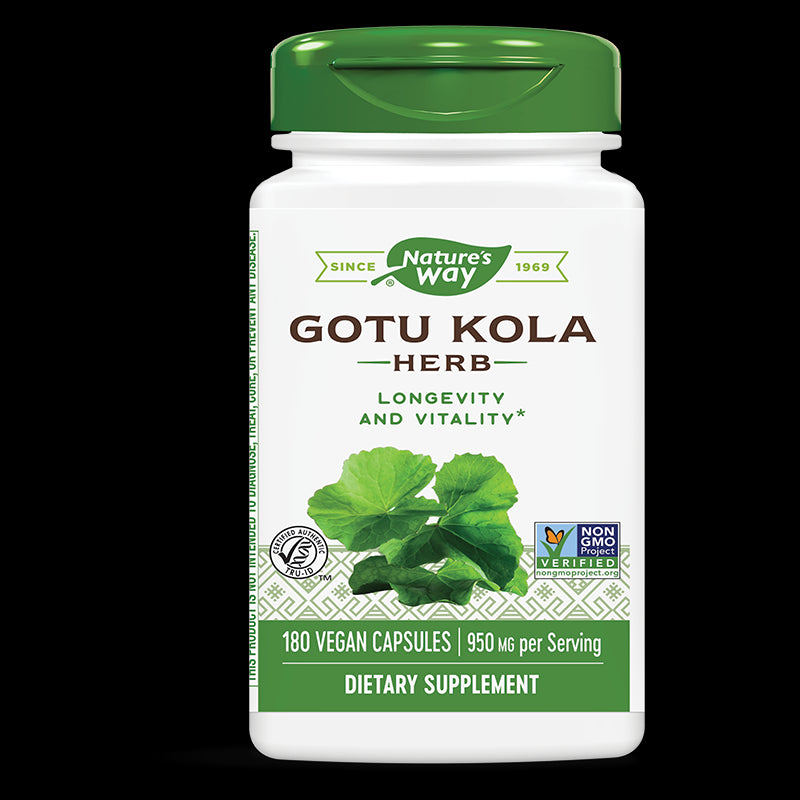 Gotu Kola Herb - Готу кола (За кръвообращението, венозната система и мозъчната функция), 475 mg, 180 капсули Nature’s Way - BadiZdrav.BG