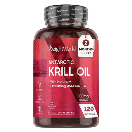 Грижа за сърцето, мозъка и зрението - Масло от Антарктически крил 1 g, 120 софтгел капсули - Krill oil