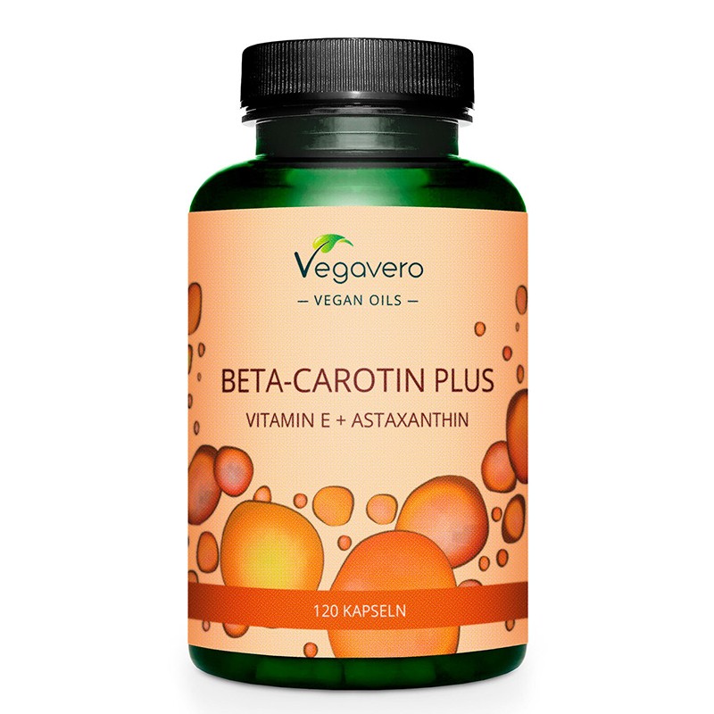 Грижа за зрението и кожата - Бета-каротин + Витамин Е + Астаксантин, 120 капсули