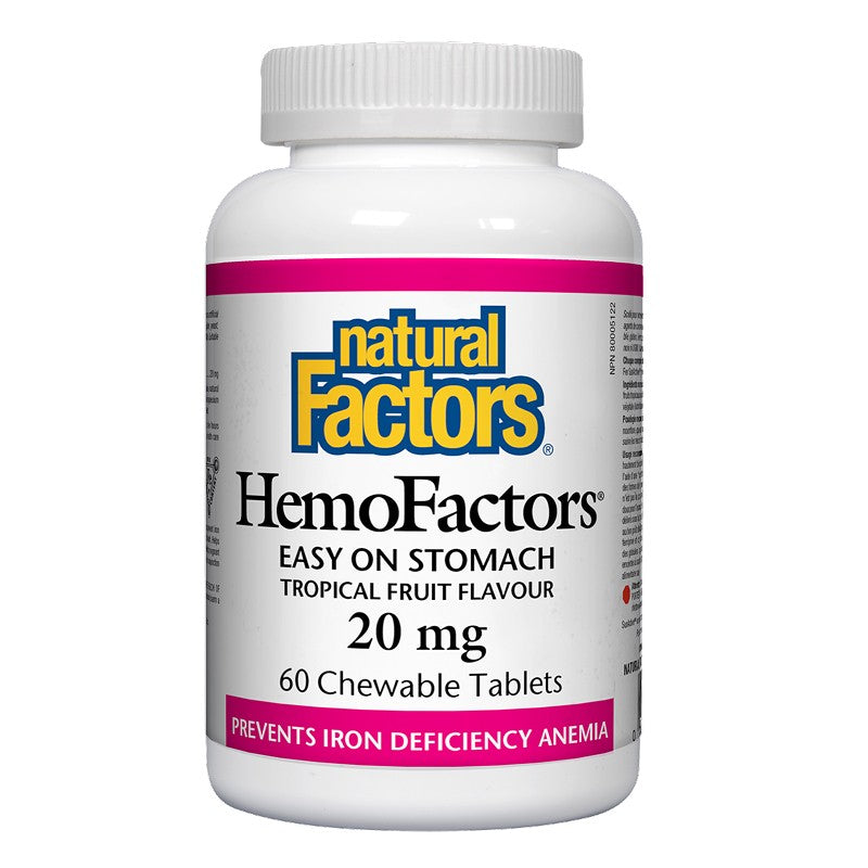 HemoFactors® / Желязо 20 mg х 60 дъвчащи таблетки Natural Factors - BadiZdrav.BG