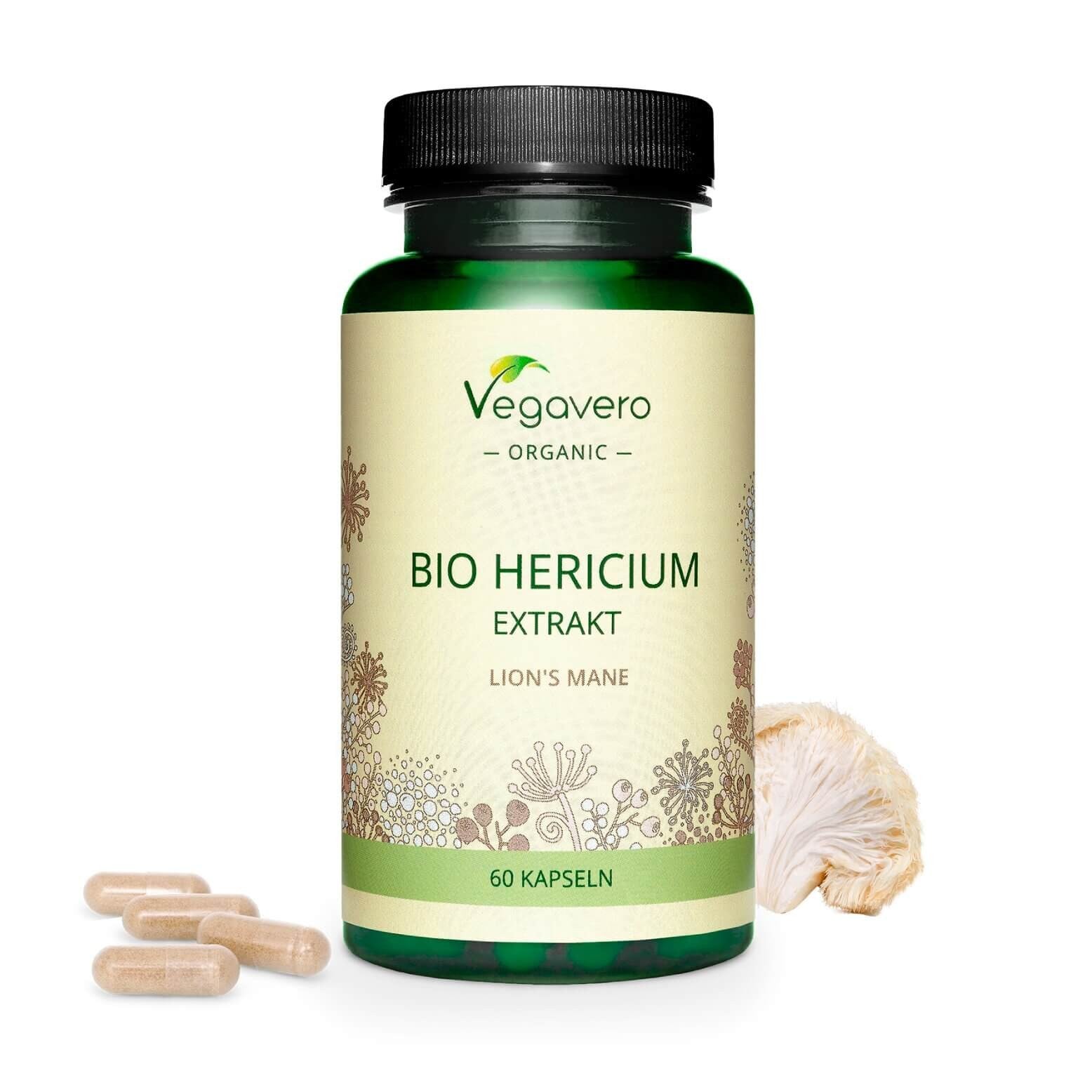 Hericium Bio Extrakt/ Херициум (Лъвска грива) БИО екстракт, 60 капсули, 100 % Vegan Vegavero - BadiZdrav.BG