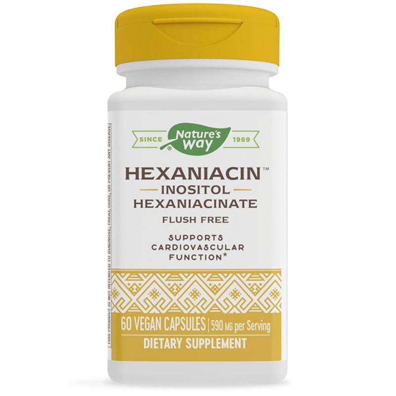 Hexaniacin™ Inositol Hexaniacinate Flush Free - Хексаниацин (инозитол хексаникотинат), 60 капсули Nature’s Way - BadiZdrav.BG