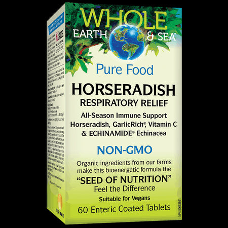 Horseradish Respiratory Relief Whole Earth & Sea®/ Хрян Комплекс х 60 таблетки Natural Factors - BadiZdrav.BG