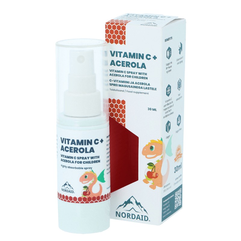 Имунитет - Витамин С + Ацерола, спрей с вкус на касис 30 ml/ 200 впръсквания Nordaid