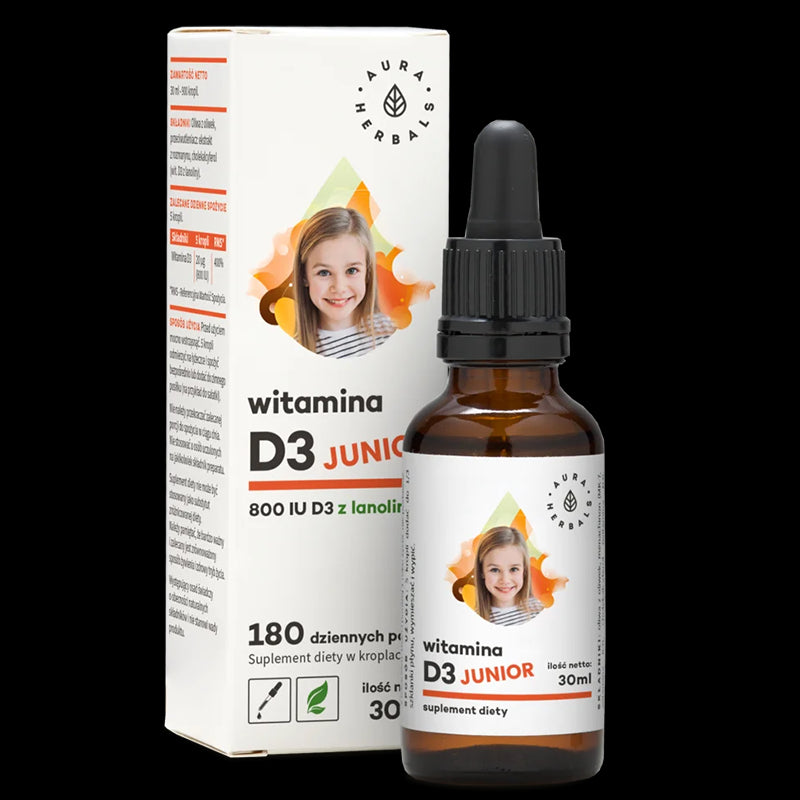 Имунна и костна система - Витамин D3 (800 IU)  - за деца и възрастни, 30 ml капки Aura Herbals - BadiZdrav.BG