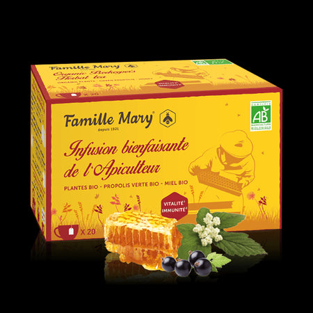 Infusion bienfaisante de l’Apiculteur/ Билков чай за имунната система със зелен прополис и мед, 20 филтърни пакетчета - BadiZdrav.BG