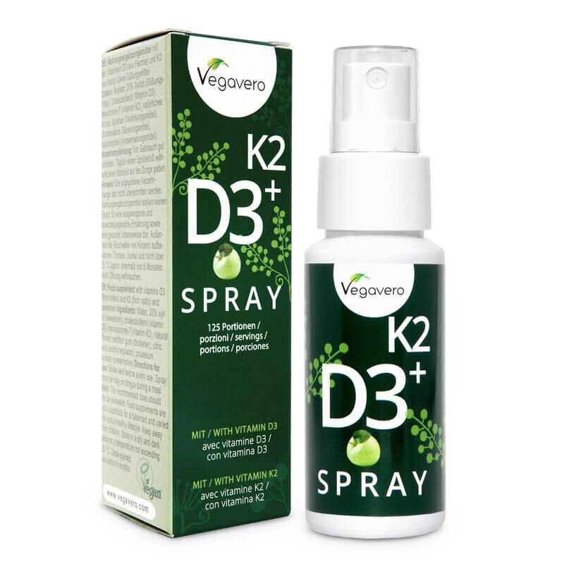 K2 + D3 Spray/ Витамин К2 + D3/ Орален спрей, 25 ml, 125 дози, 100% Vegan - BadiZdrav.BG