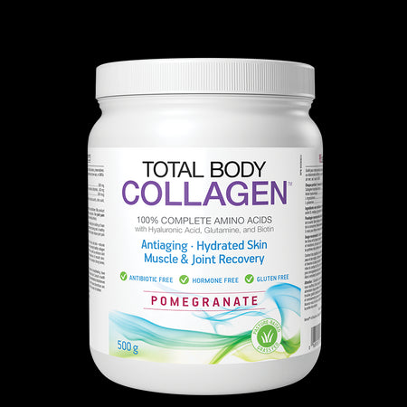 Хидролизиран говежди колаген с хиалуронова киселина, глутамин и биотин - Total Body Collagen, 500 g прах, с вкус на нар Natural Factors